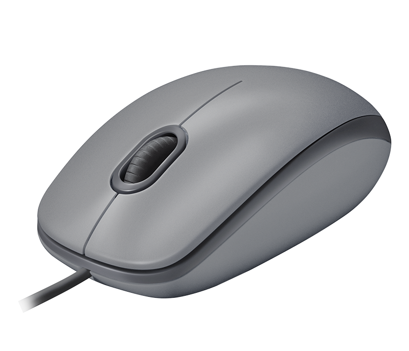 Logitech M110 Silent Corded Mouse - Mid Grey - Grey