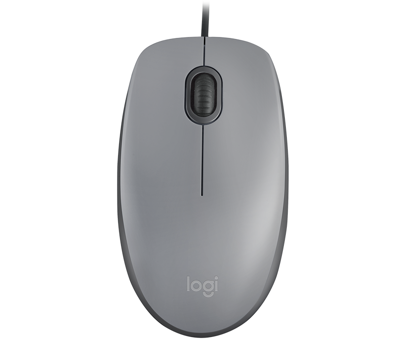 Logitech M110 Silent Corded Mouse - Mid Grey - Grey