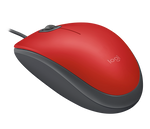 Logitech M110 Silent Corded Mouse - Red - Red