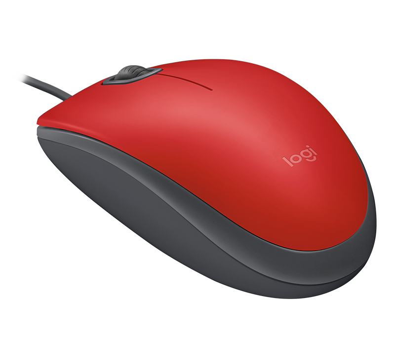 Logitech M110 Silent Corded Mouse - Red - Red