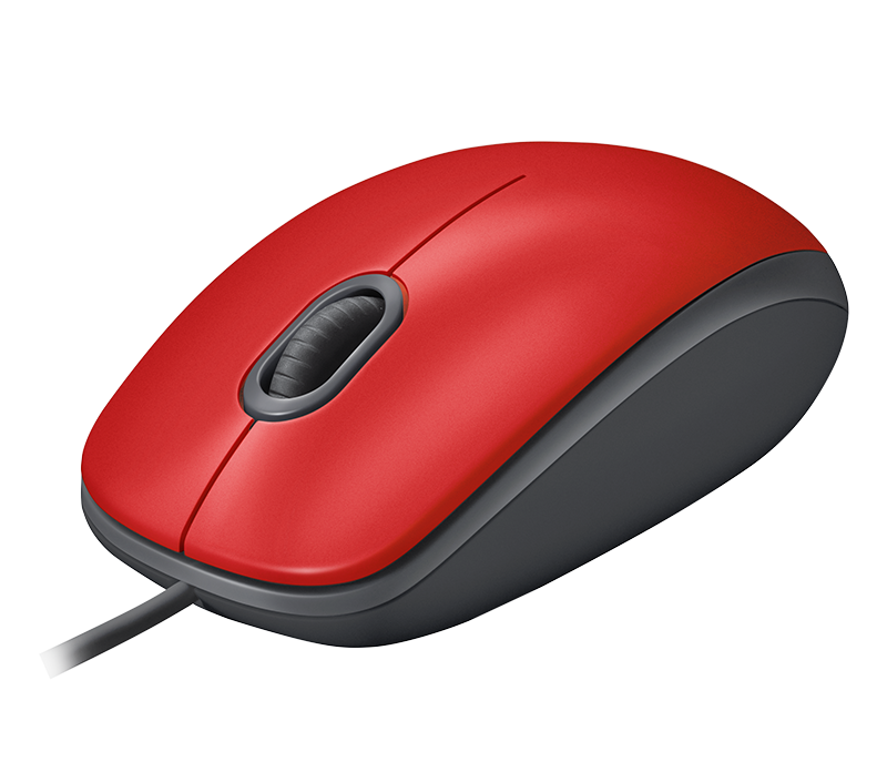 Logitech M110 Silent Corded Mouse - Red - Red