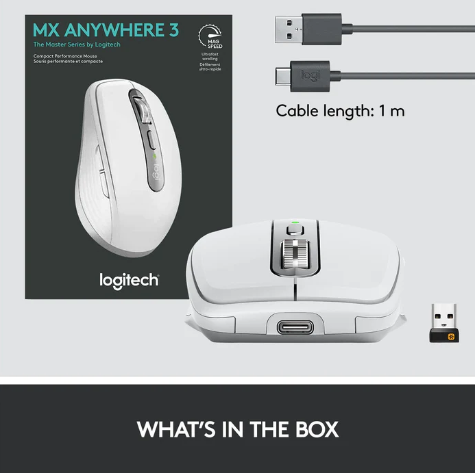 Logitech MX Anywhere 3 Wireless Mouse - Pale Grey - Grey
