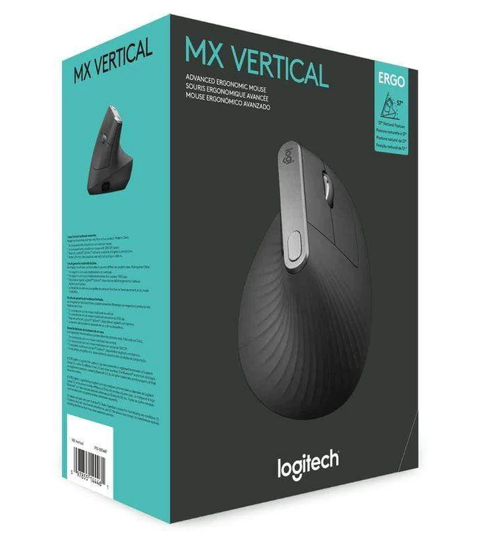 Logitech MX Vertical Advanced Ergonomic Wireless Mouse - Graphite - Black