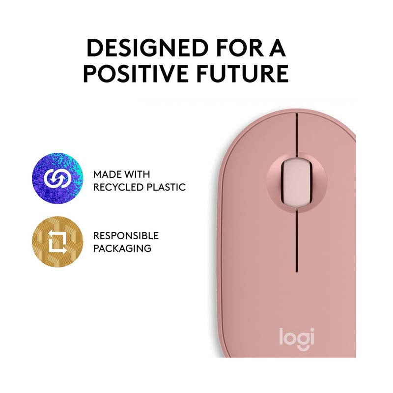 Logitech Pebble M350s Slim Bluetooth Wireless Mouse - Tonal Rose - Tonal Rose - Computer Peripherals