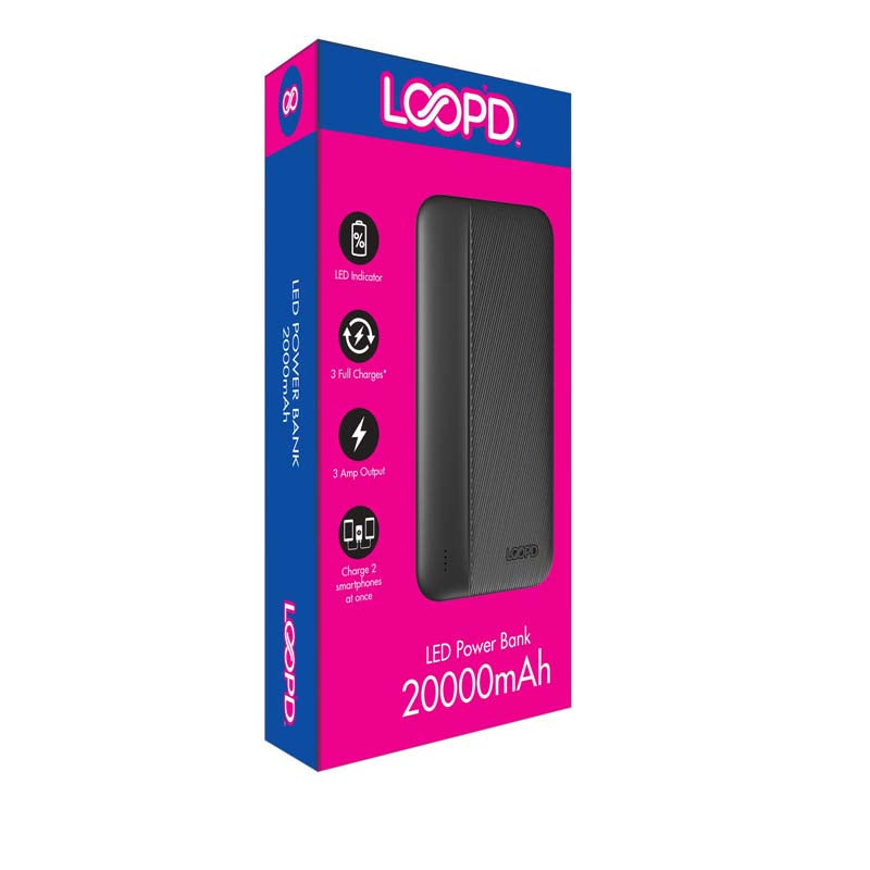 LOOPD 4LED Indicator 20000mAh Powerbank - Black