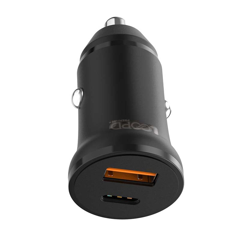 LOOPâ€™D Dual Port 20W PD Car Charger - Black - Black