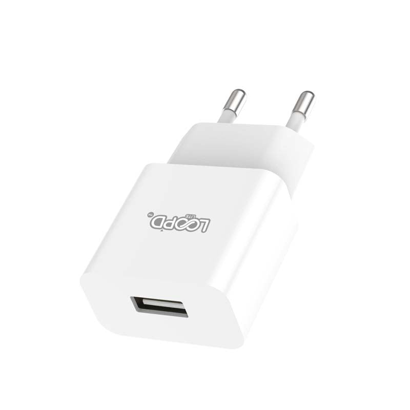 Loopd Lite 1 Port USB Wall Charging Adapter - White - White