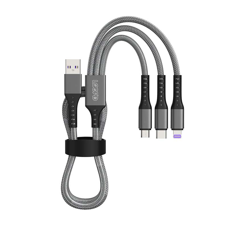 LOOPD Lite 3 in 1 Multi Cable 1.2m - Grey - Grey