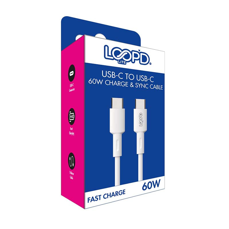 LOOPD Lite 60W Type C To Type C Cable 1m - White - White