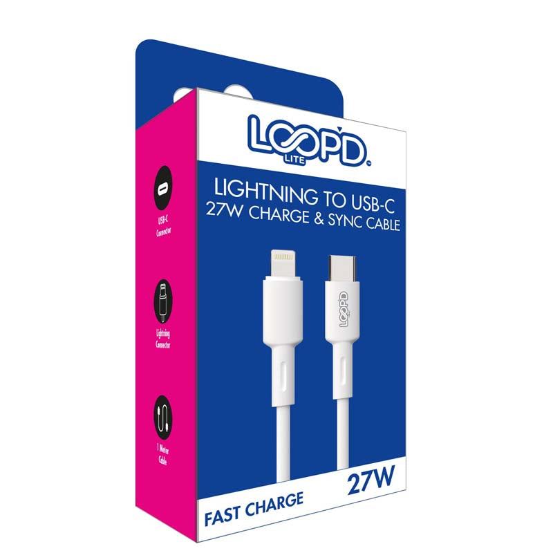 LOOPD Lite Lightning To Type C Cable 27W 1M - White - White