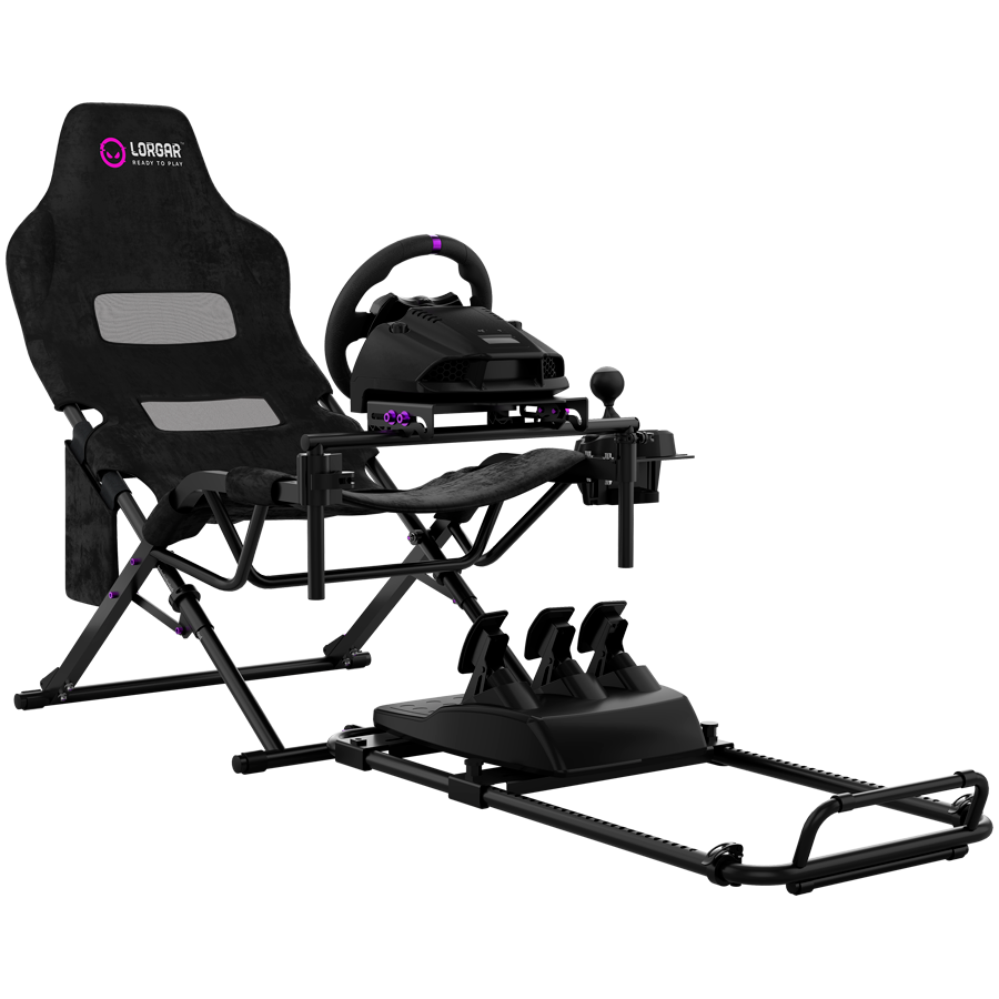 LORGAR FLEX RAF1 Sim Racing Cockpit Advanced Foldable - Black - Black