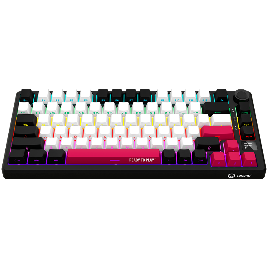 LORGAR KBP7075W Wireless 75% Mechanical Gaming Keyboard Pro – Black/Red (EN Layout) - Black/Red