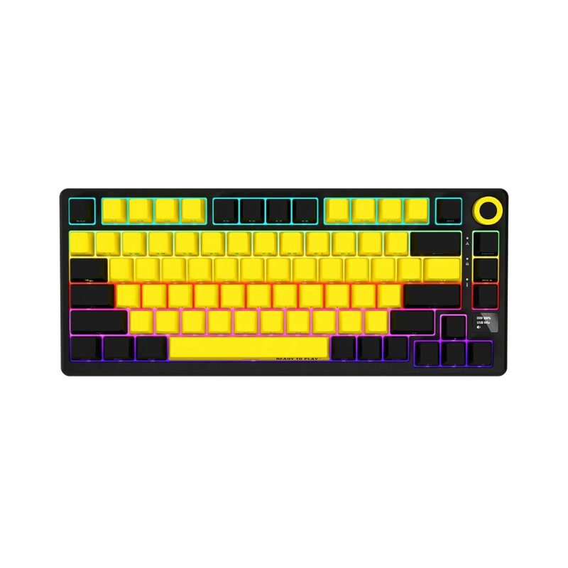 Lorgar KBP7075W Wireless 75 Mechanical Gaming Keyboard Pro - Black/Yellow - Black