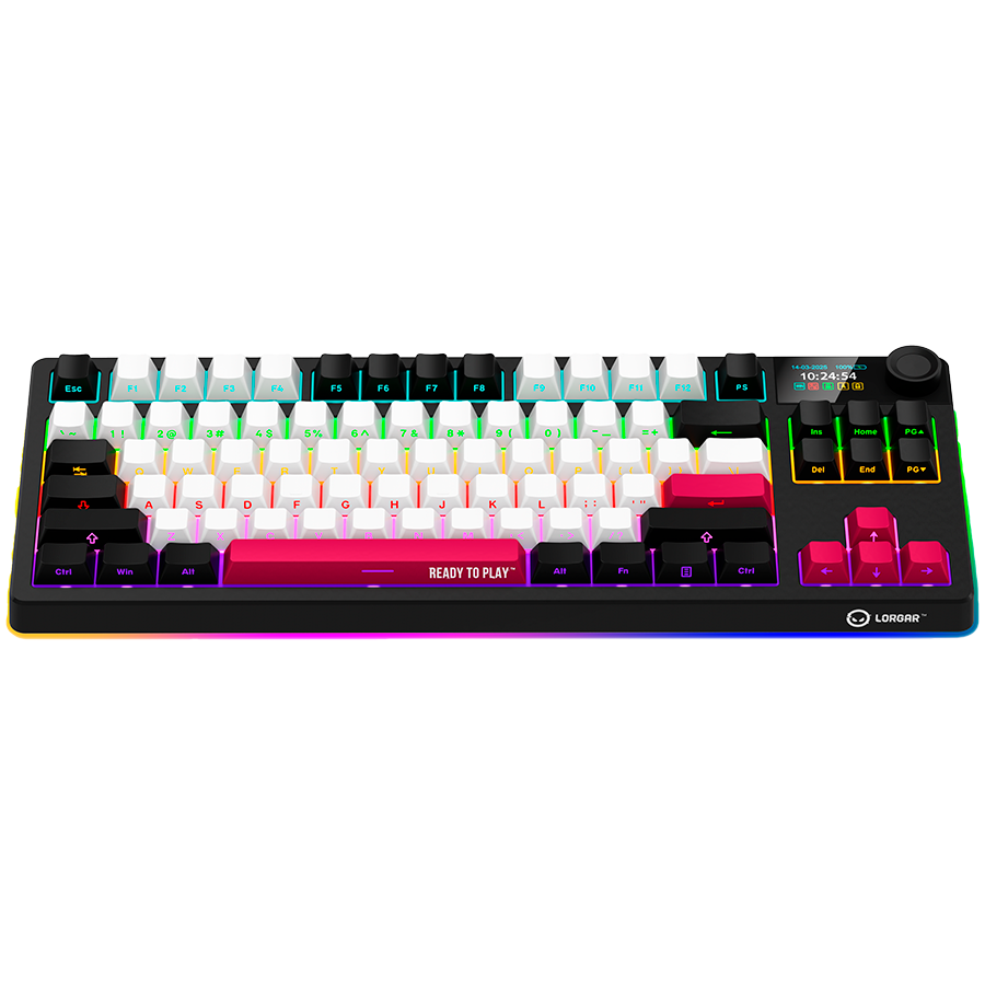 LORGAR KBP70TKLW Wireless TKL Mechanical Gaming Keyboard Pro – Black/Red (EN Layout) - Black/Red