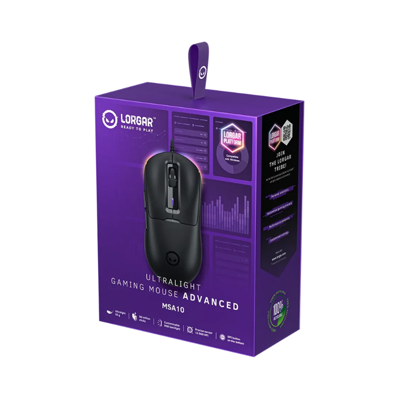 Lorgar MSA10 Ultralight Wired Gaming Mouse Advanced - Black - Black