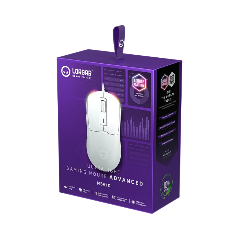 Lorgar MSA10 Ultralight Wired Gaming Mouse Advanced - White - White