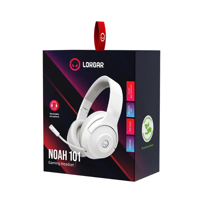 Lorgar Noah 101 Gaming Headset with Microphone 3.5mm Jack Connection - White - White