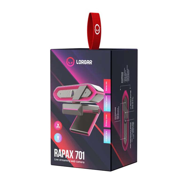 Lorgar Rapax 701 2K Streaming Gaming Webcam - Pink - Pink