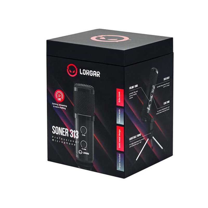 Lorgar Soner 313 Streaming Gaming Microphone - Black - Black