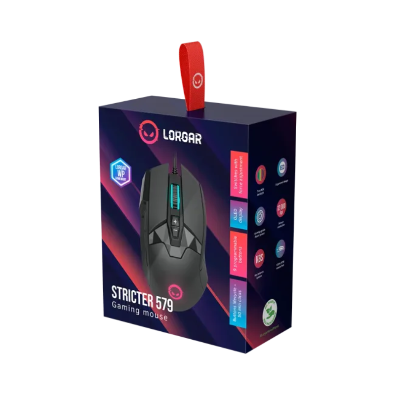 Lorgar Stricter 579 Wired Gaming Mouse - Black - Black