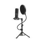 Lorgar Voicer 721 USB Condenser Gaming Microphone with Tripod Stand - Black - Black