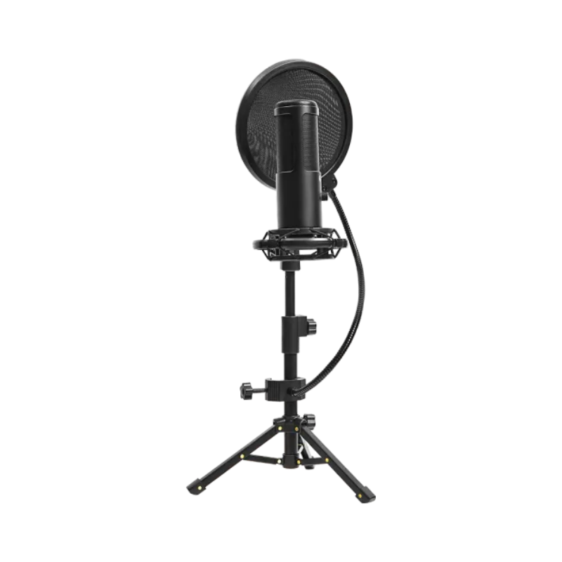Lorgar Voicer 721 USB Condenser Gaming Microphone with Tripod Stand - Black - Black