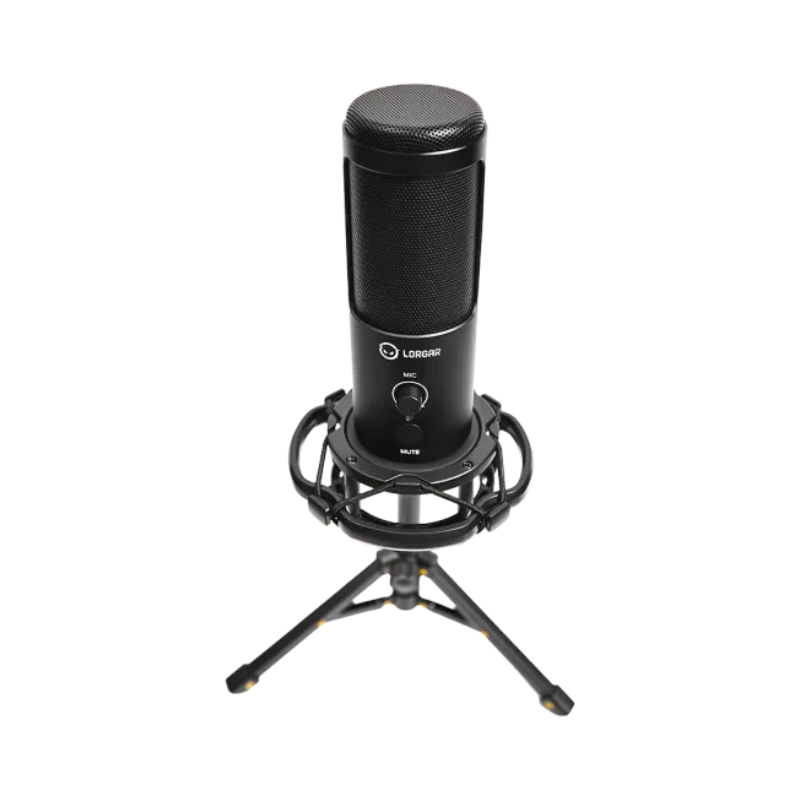 Lorgar Voicer 721 USB Condenser Gaming Microphone with Tripod Stand - Black - Black
