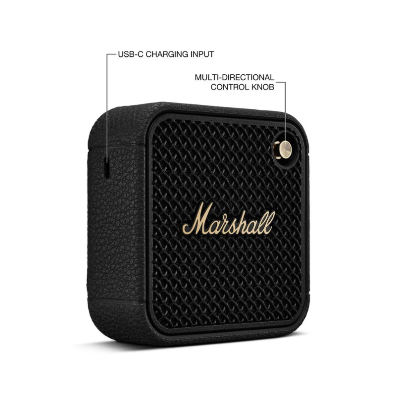 Marshall Willen II Portable Bluetooth Speaker - Black/Brass - Black