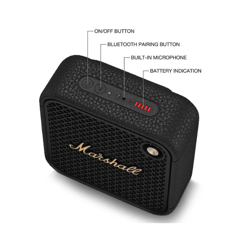 Marshall Willen II Portable Bluetooth Speaker - Black/Brass - Black