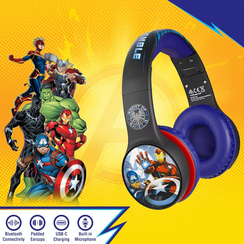 Marvel Avengers Bluetooth Headphones with dB Switch Function - Blue - Audio
