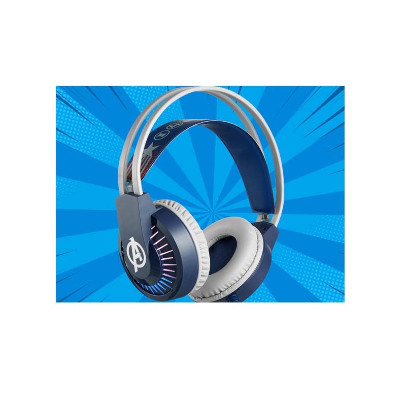 Marvel Avengers Wired Gaming Headphones with Mic - White/Blue