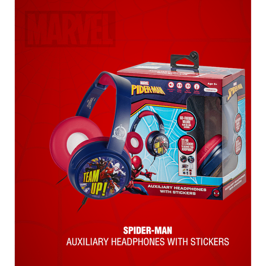 Marvel Spider-Man Wired Headphones with Stickers - Red - Audio