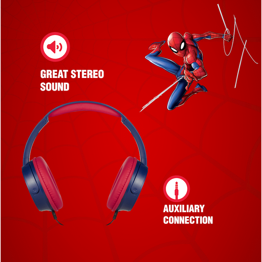 Marvel Spider-Man Wired Headphones with Stickers - Red - Audio