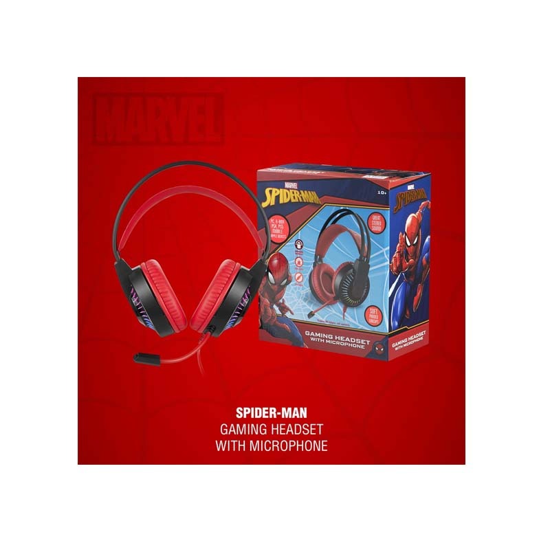 Marvel Spiderman Wired Gaming Headphone with Boom Mic - Black / Red