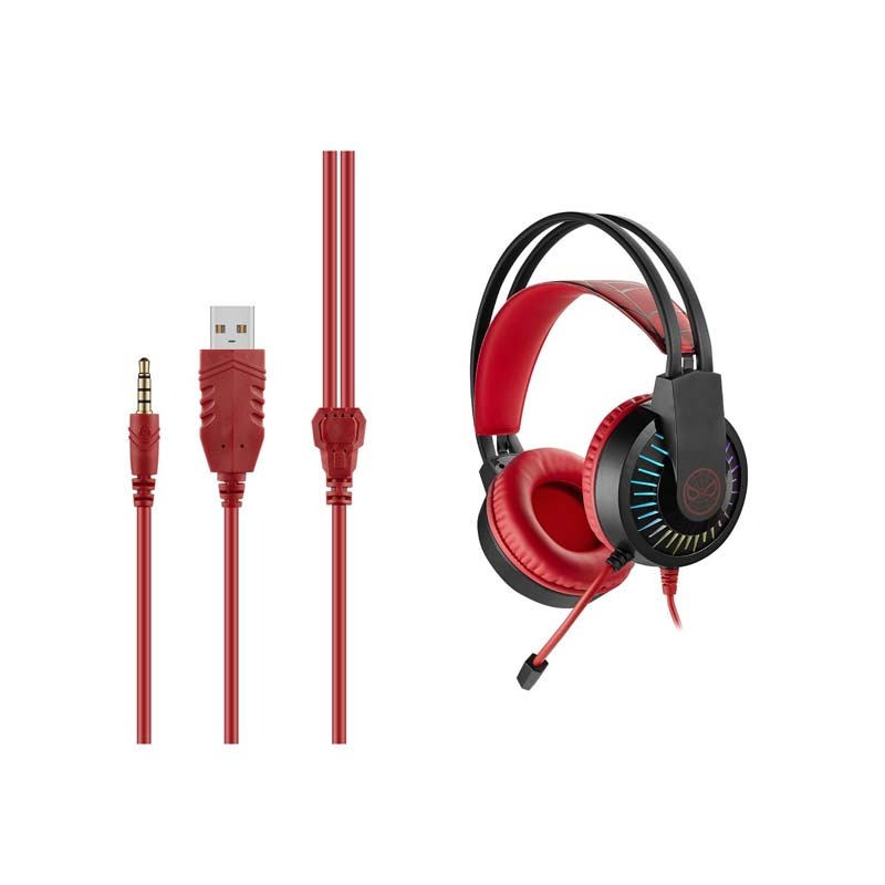 Marvel Spiderman Wired Gaming Headphone with Boom Mic - Black / Red