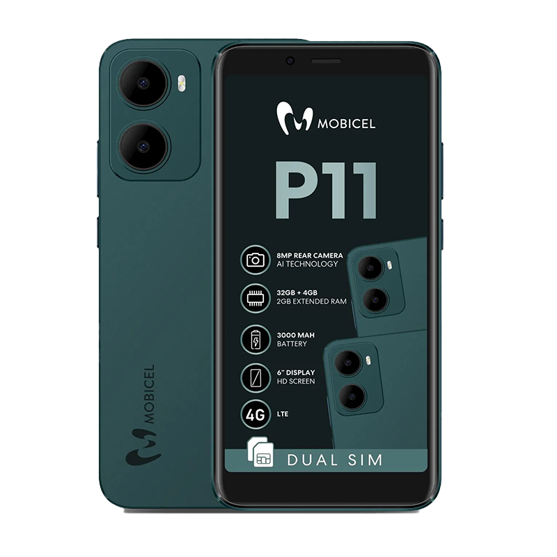 Mobicel P11 4G Dual Sim 32GB Vodacom Network locked - Green - Green