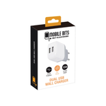 Mobile Bits 15 Watt Dual USB A Wall Charger - White - White
