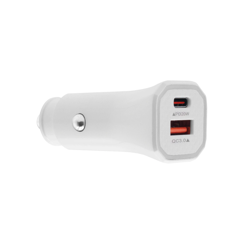 Mobile Bits 36W Dual USB A & Type-C Car Charger - White - White