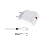 Mobile Bits 5W USB A Wall Charger with USB A to Type-C Cable - White & Grey - White