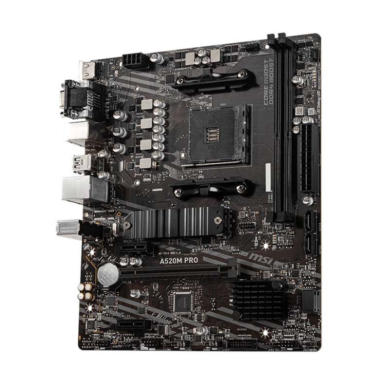 MSI A520M-Pro AMD AM4 MATX Gaming Motherboard - Black - Black