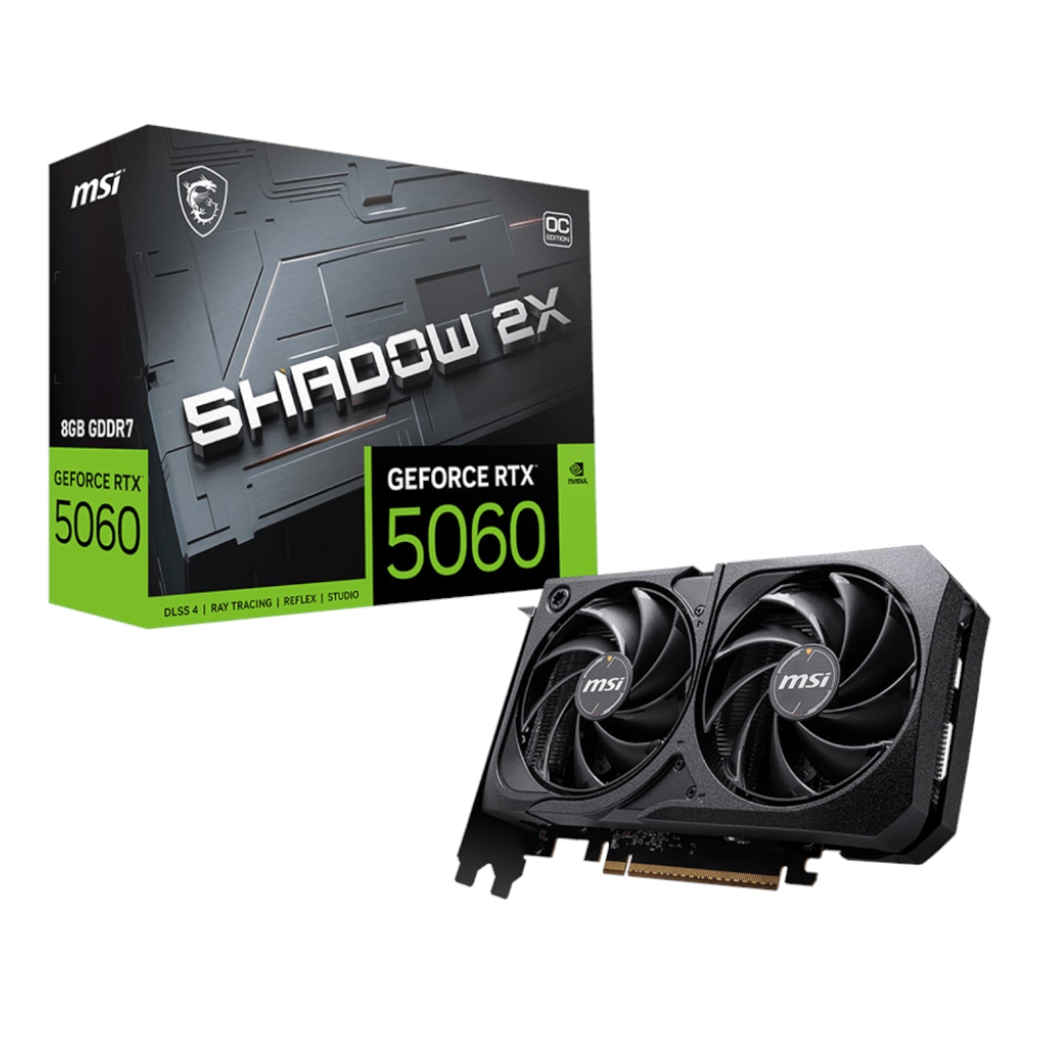 MSI GeForce RTX 5060 SHADOW 2X OC 8GB Graphics Card - Black