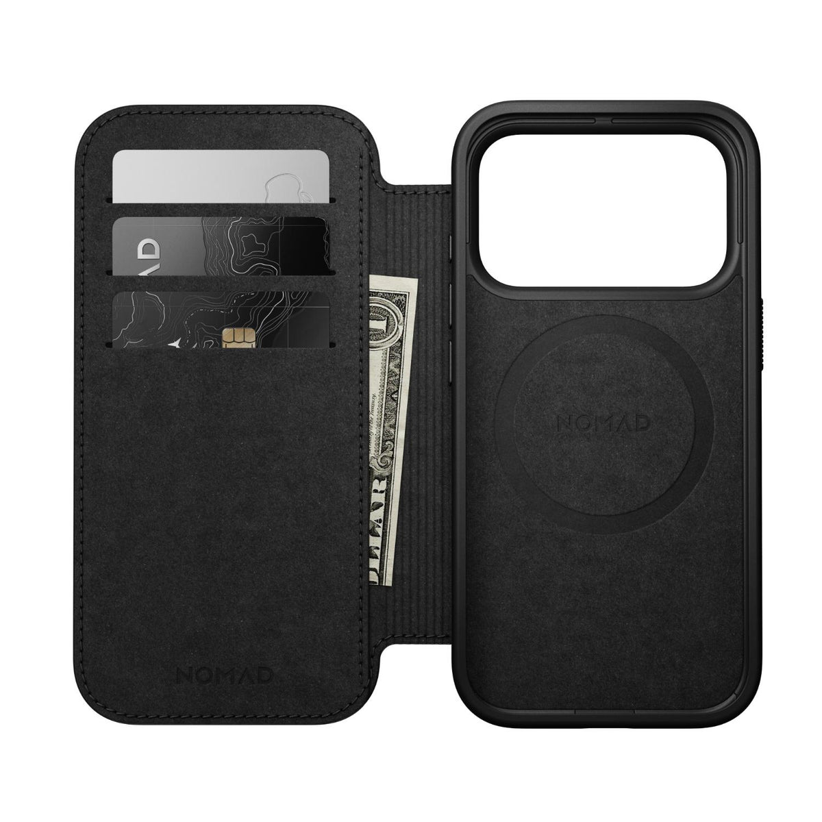 NOMAD Mag Modern Leather Folio Apple iPhone 18 Pro / 17 Pro - Black - Black