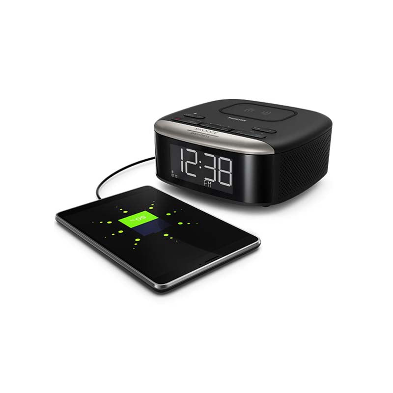 Philips TAR7606 Clock Radio With Qi Charging Pad - Black