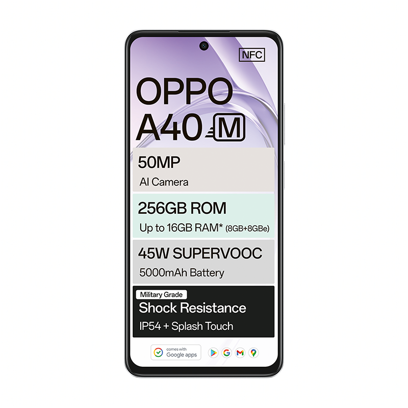 Oppo A40M 4G Dual Sim 256GB - White - Black