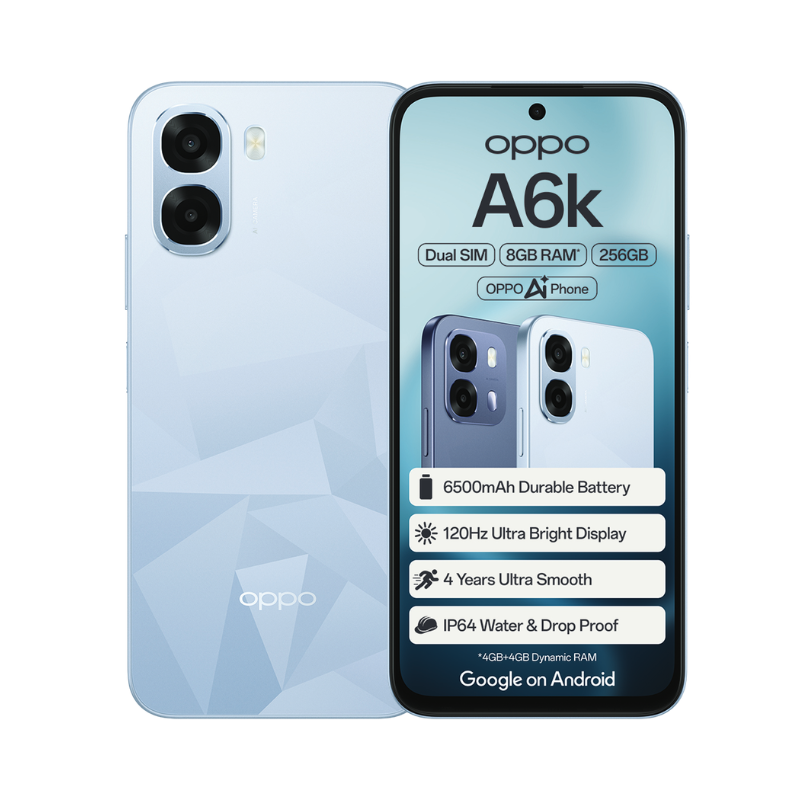 Oppo A6k 4G Dual Sim 256GB - Crystal Blue - Blue