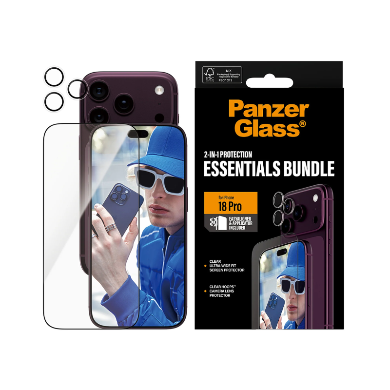 PanzerGlass 2-in-1 Essentials Bundle For Apple iPhone 18Pro