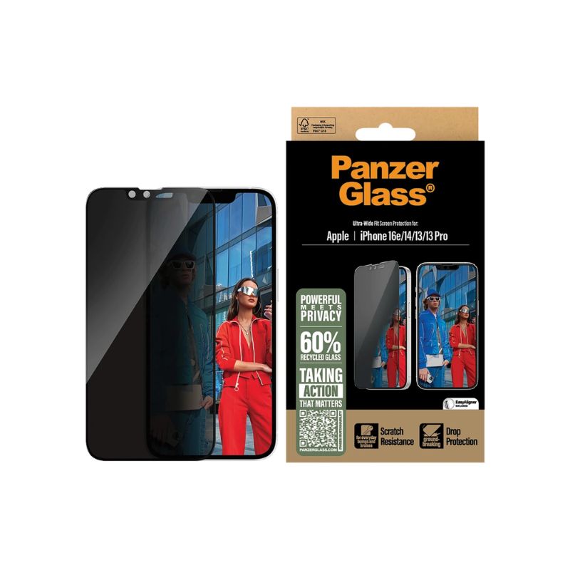 PanzerGlass 2-Way Privacy Screen Protector w. EasyAligner Apple iPhone 16e/14/13/13 Pro