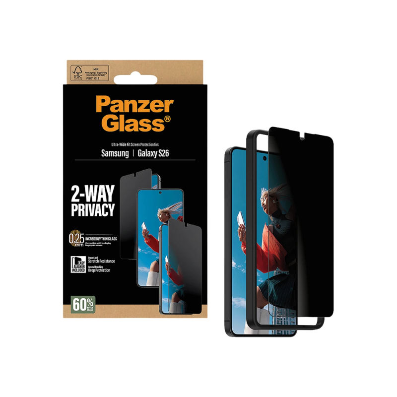 PanzerGlass 2-Way Privacy Screen Protector w EasyAligner Samsung Galaxy S26 - Clear - Clear