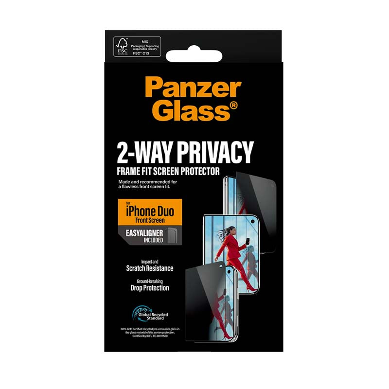 PanzerGlass Apple iPhone Duo 2-Way Privacy Front Screen Protector - Black