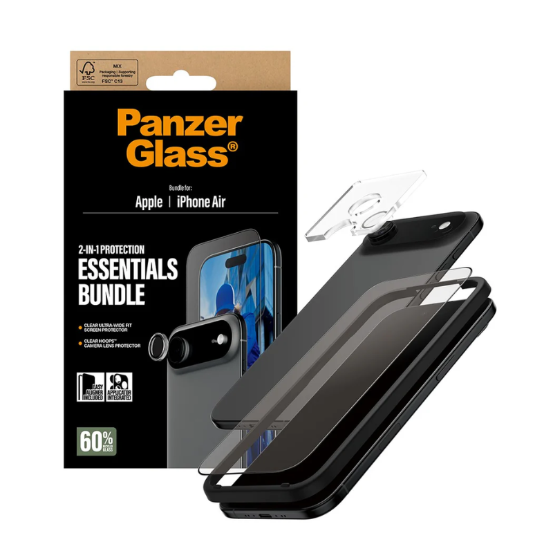PanzerGlass Essentials Bundle Apple iPhone Air| Ultra-Wide Fit + Hoops
